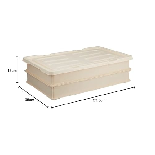 Shinki Gosei Tombo Commercial Food Container, Food Tray, Mochi Box, 12.6L Capacity, Set of 2 (Containers) and 1 (Lid), Ivory, 57.5cm Wide x 35cm Deep