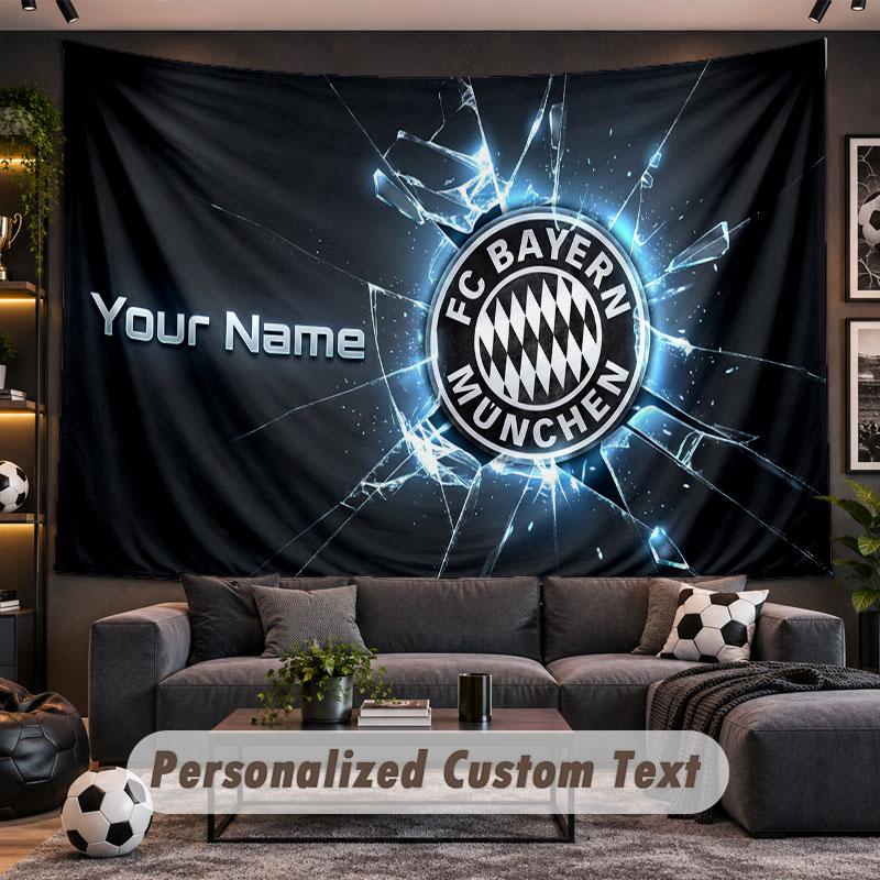 Wall Hanging Tapestry Custom NameBayern Munich Pattern Personalized Printed Fabric Wall Decor