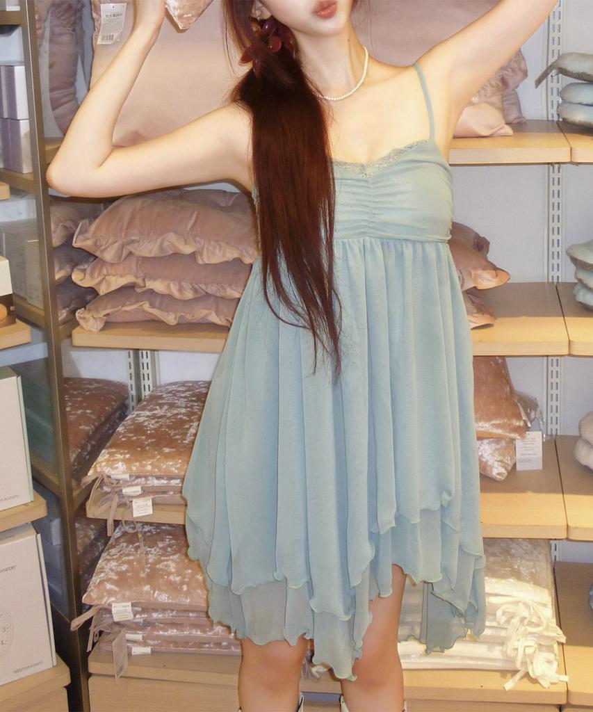 Ilio [Bit-O X Ilio] Jade Mint Asymmetric Chiffon Dress