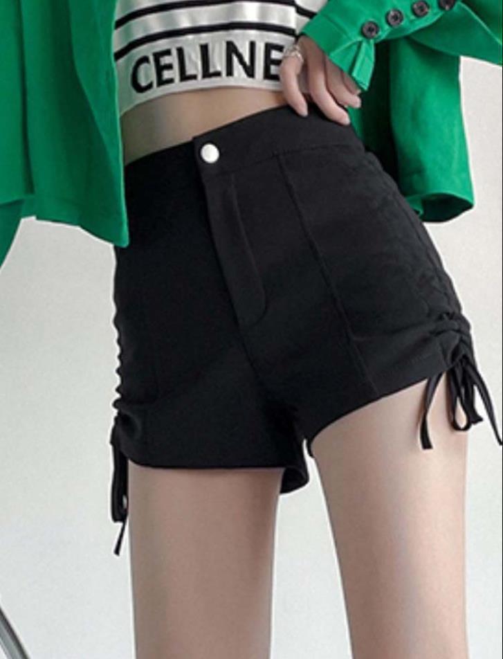 

2024 Summer Korean Style Women s Slimming Drawstring Shorts L чёрный