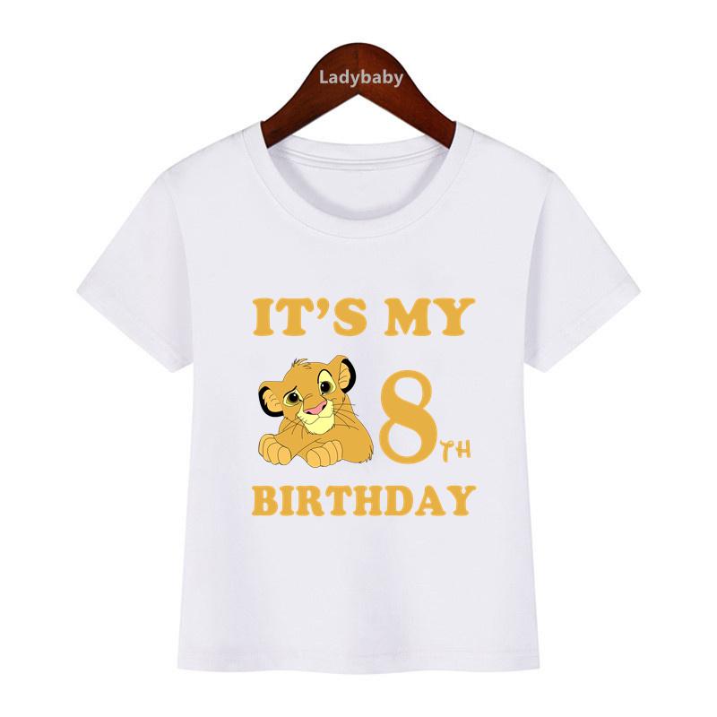 The Lion King Cute Simba Print Cartoon Kids Clothes It's My 1 2 3 4 5 6 7 8 9 Years Birthday Boys Girls T shirt Baby T-Shirts