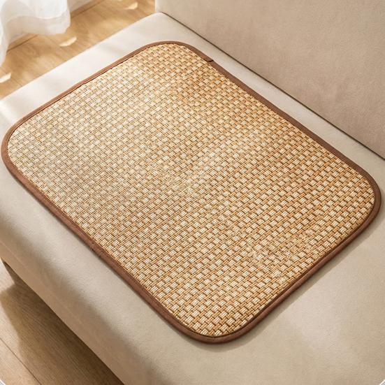 Summer Cool Mat for Pets Scratch-Resistant Wear-Resistant Large Breathable Natural Rattan Cooling Mat Anti-Slip Pet Bed