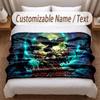 Skull Gothic Theme Soft Blanket Personalized Custom Name Text Print Warm Blanket Home Sofa Bedroom Decor