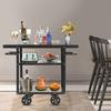 3-Tier Industrial Mobile Serving Cart 30.5" Rolling Bar Cart with 20kg Shelf Load for Restaurant Bar Cafe Kitchen Storage