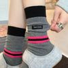 Women's Fall Collage Striped Letter Colored Cloth Logo Medium Tube Pile Socks