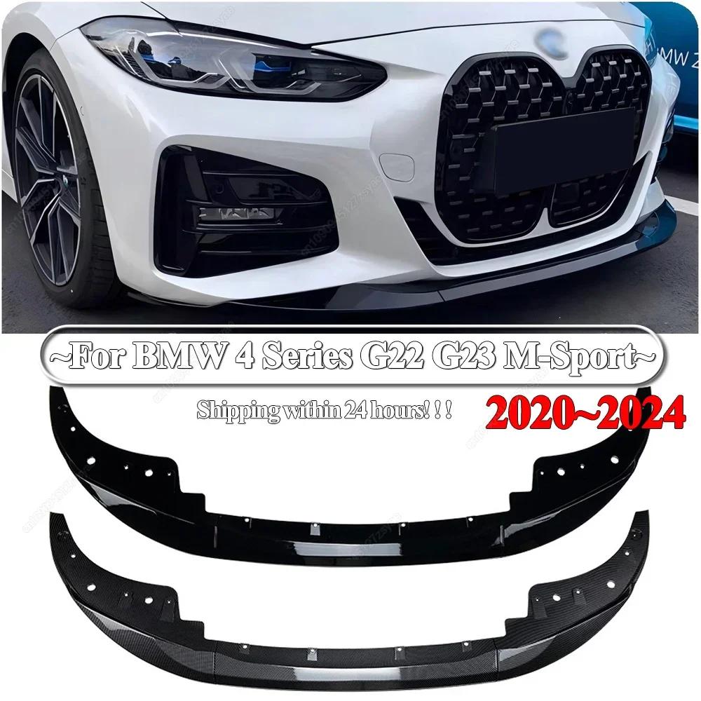 Car Front Bumper Lip Spoiler Canard Splitter Diffuser For BMW 4 Series G22 G23 M-Sport 2020-2024+ Bodykits Tuning Gloss Black