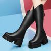(Broken size does not make up) High boots for women's autumn new fashionable thick bottom heightening small elastic leather thin