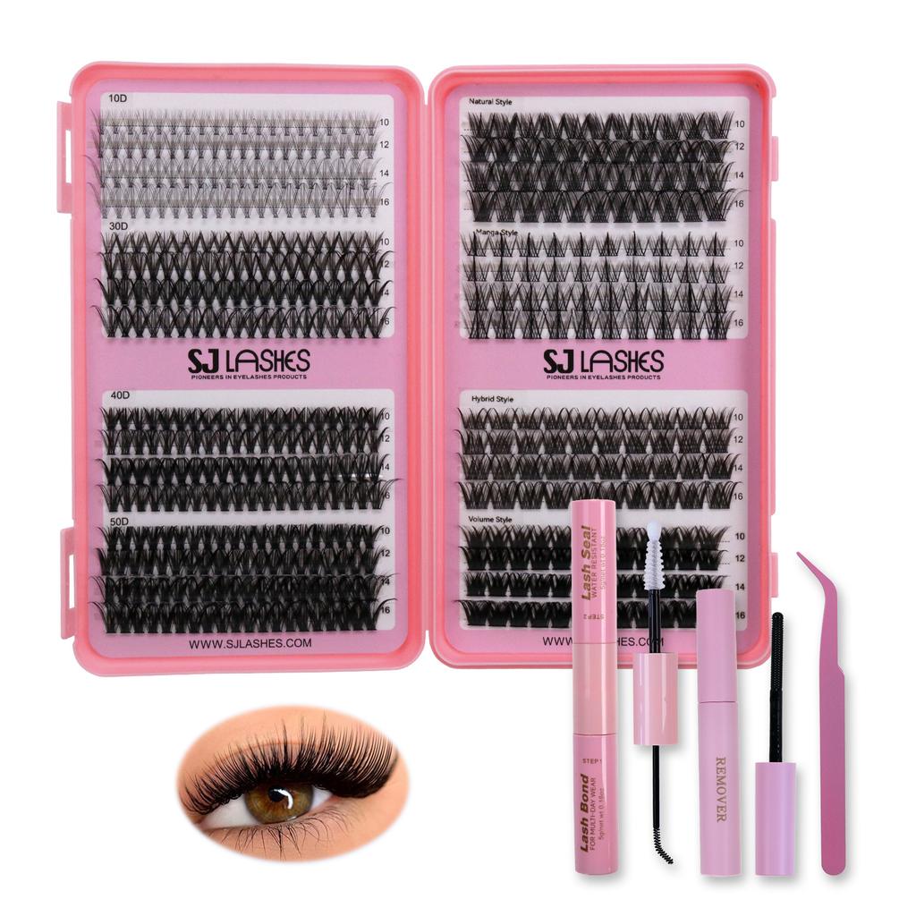 Hot-Selling DIY Eyelash Extension Kits 32 Rows Hot-Melt Hair Thick 30D 40D Single Cluster False Eyelashes Eyelashes