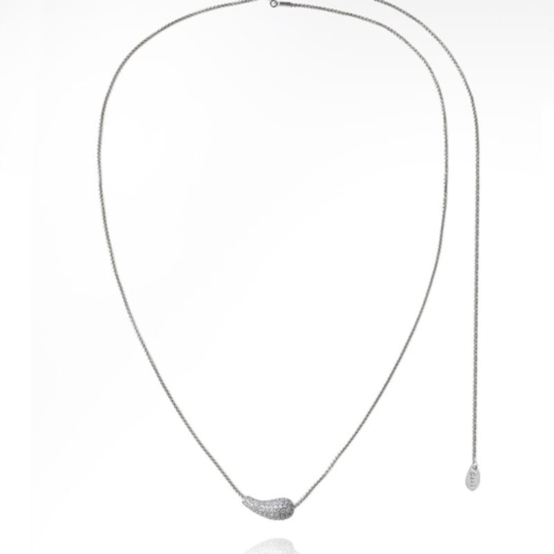 ozel Cubic Pave Waterdrop Moving Long Necklace PB146N