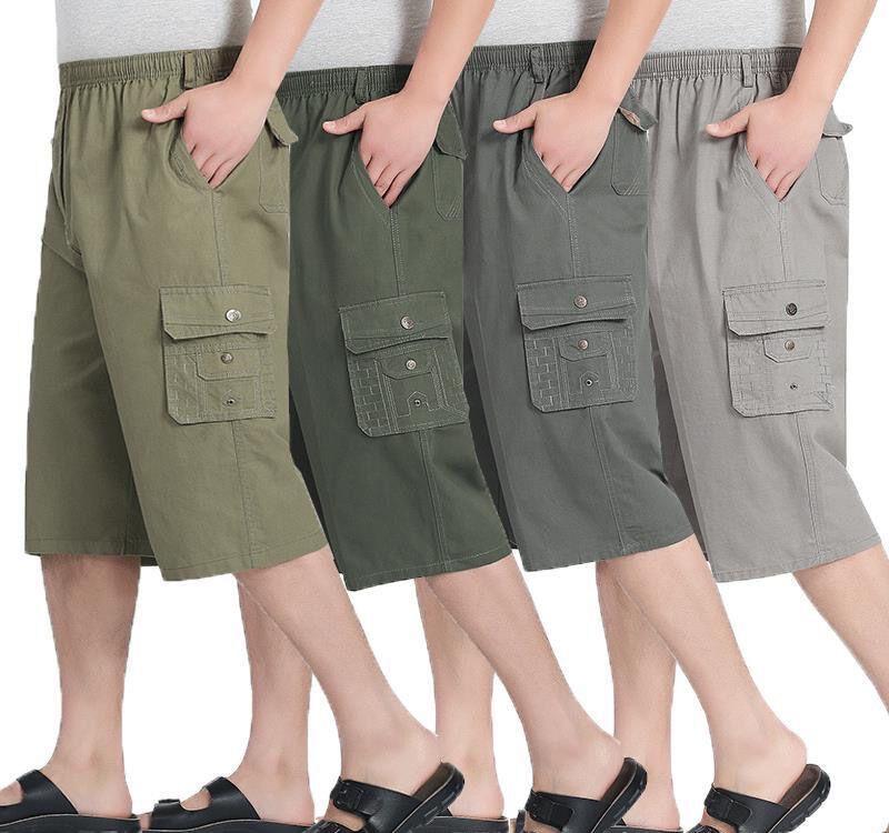Pantaloncini Casual Estivi da Uomo a Lunghezza Media dalla Vestibilità Larga per Uomini di Mezza Età e Anziani