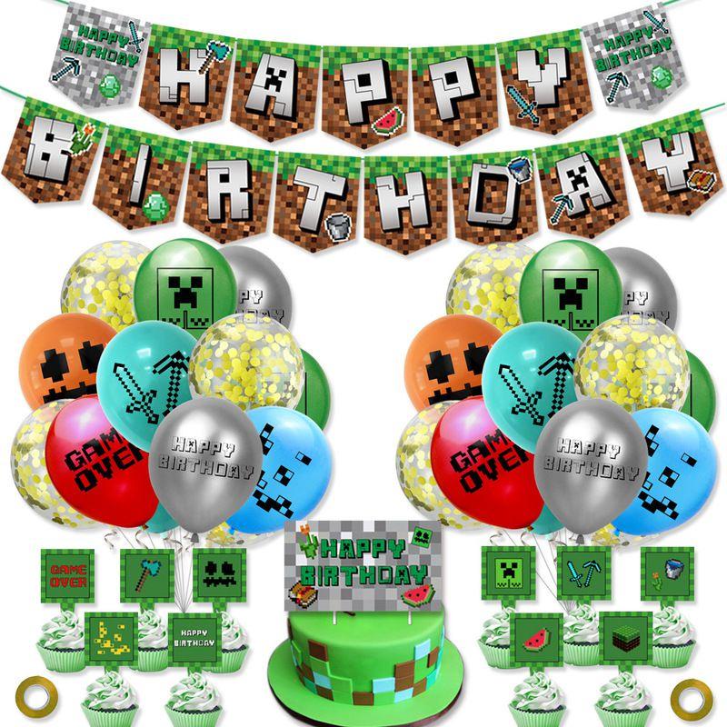 Minecraft Party Birthday Decorations Supplies Happy Birthday Banner Balloons