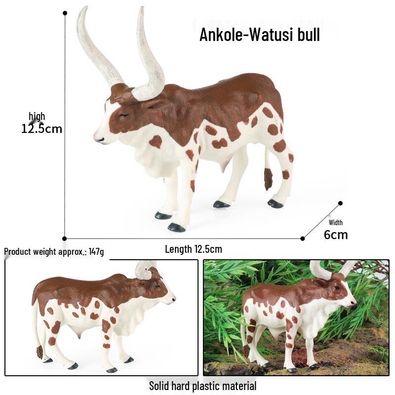 Children's Cognitive Animal Model Toy: Yellow Cow, Buffalo, Rhinoceros, Zebu, Bison, Bull Figurine.