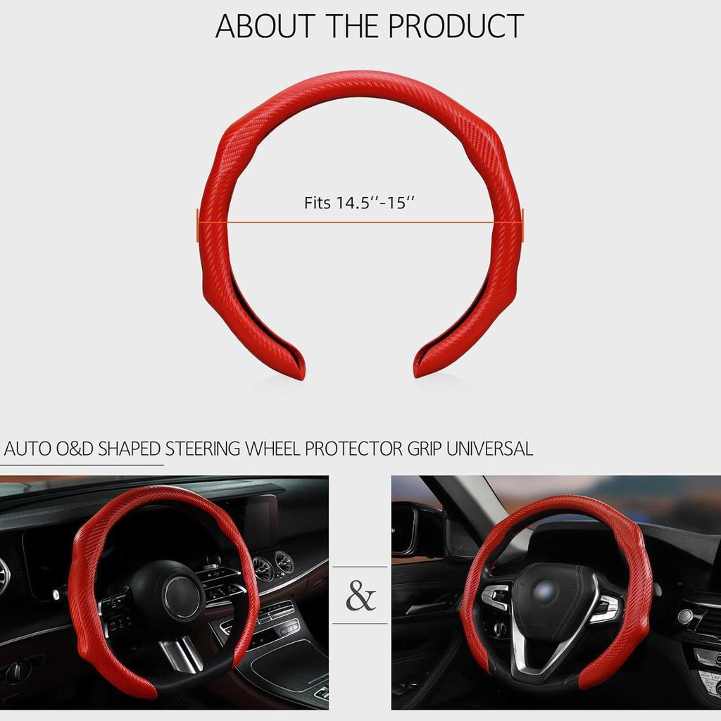 Carbon Fiber Pattern Anti-Slip Leather Steering Wheel Cover for Various Car Models