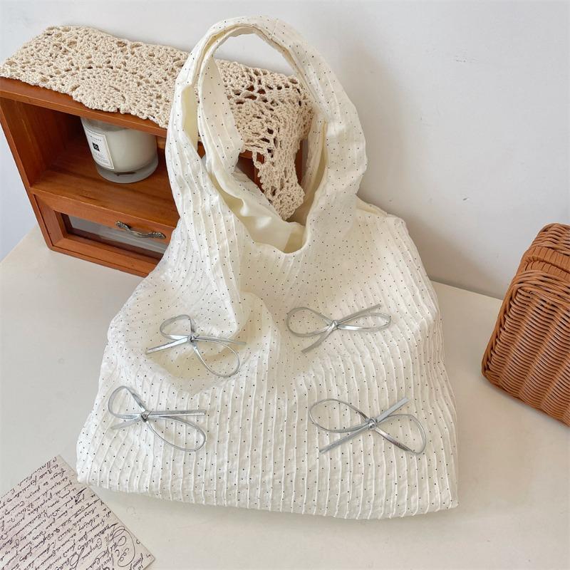 1 High-value Polka Dot Bow Gentle Shoulder Armpit Bag Lazy Wind Handbag Large-capacity Vest Bag