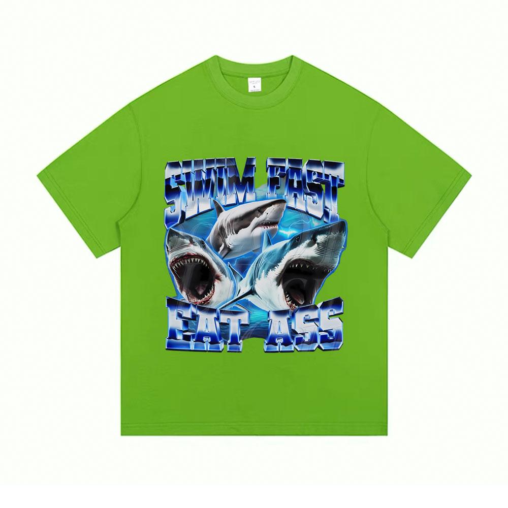 Tralalero Tralala Funny Swim Fast Eat Ass Shark Graphic T Shirts Men Women Summer Casual Humor Short Sleeve Male Fashion Tshirt