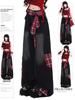 Red Plaid Patchwork High Waist Wide Leg Jeans - Women's Loose Straight-Leg Floor-Length Pants 2025