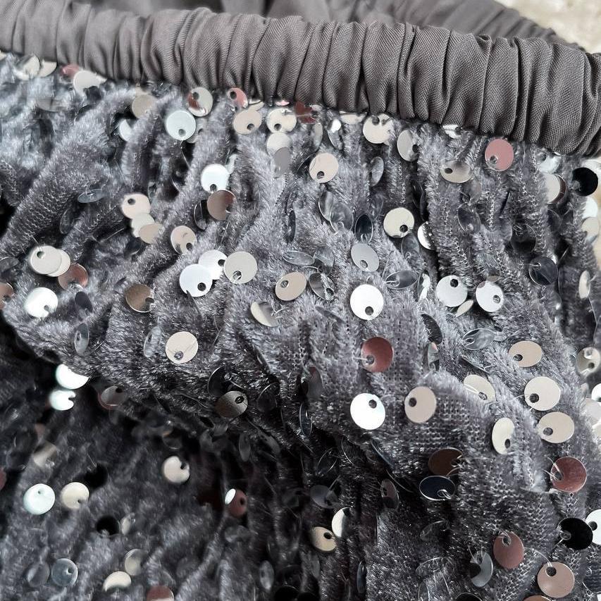 Outono e inverno cor sólida veludo lantejoulas midi vestido all-match elegante sexy saia feminina