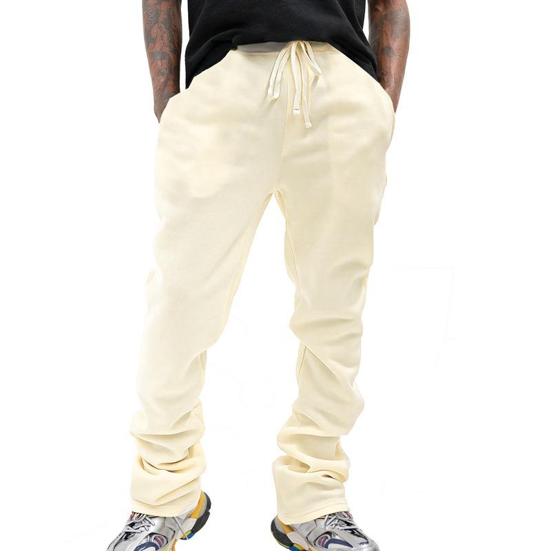 Men's Autumn Winter Solid Color Casual Sweatpants, Loose Straight Leg Long Pants