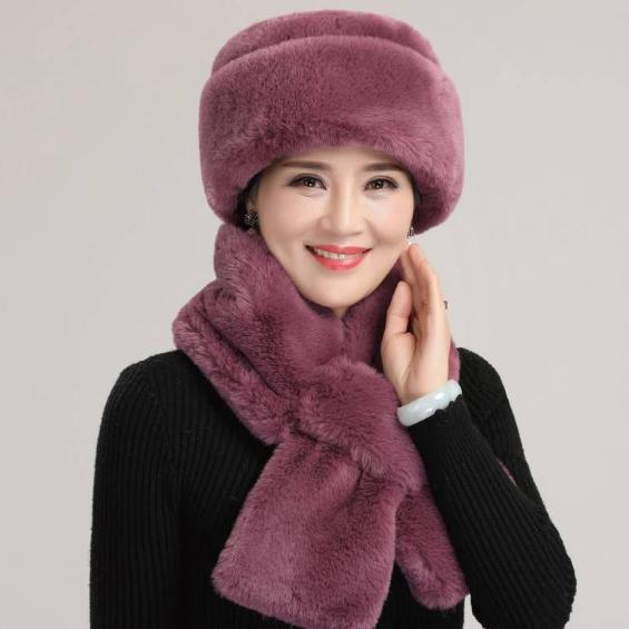 

WTEMPO Женский осенне-зимний однотонный шарф + шапка для мам, ветрозащитный, холодостойкий, толстый, теплый комплект из хлопковой смеси, шапка и шарф hat + scarf