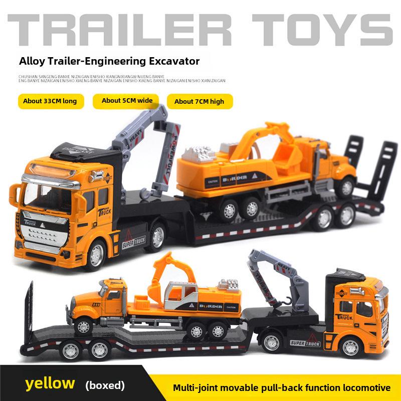Grenzüberschreitendes Legierungs-Großes Baustellenfahrzeug Transport-LKW Sattelzugmaschine Modell Spielzeug für Jungen mit englischer Verpackung