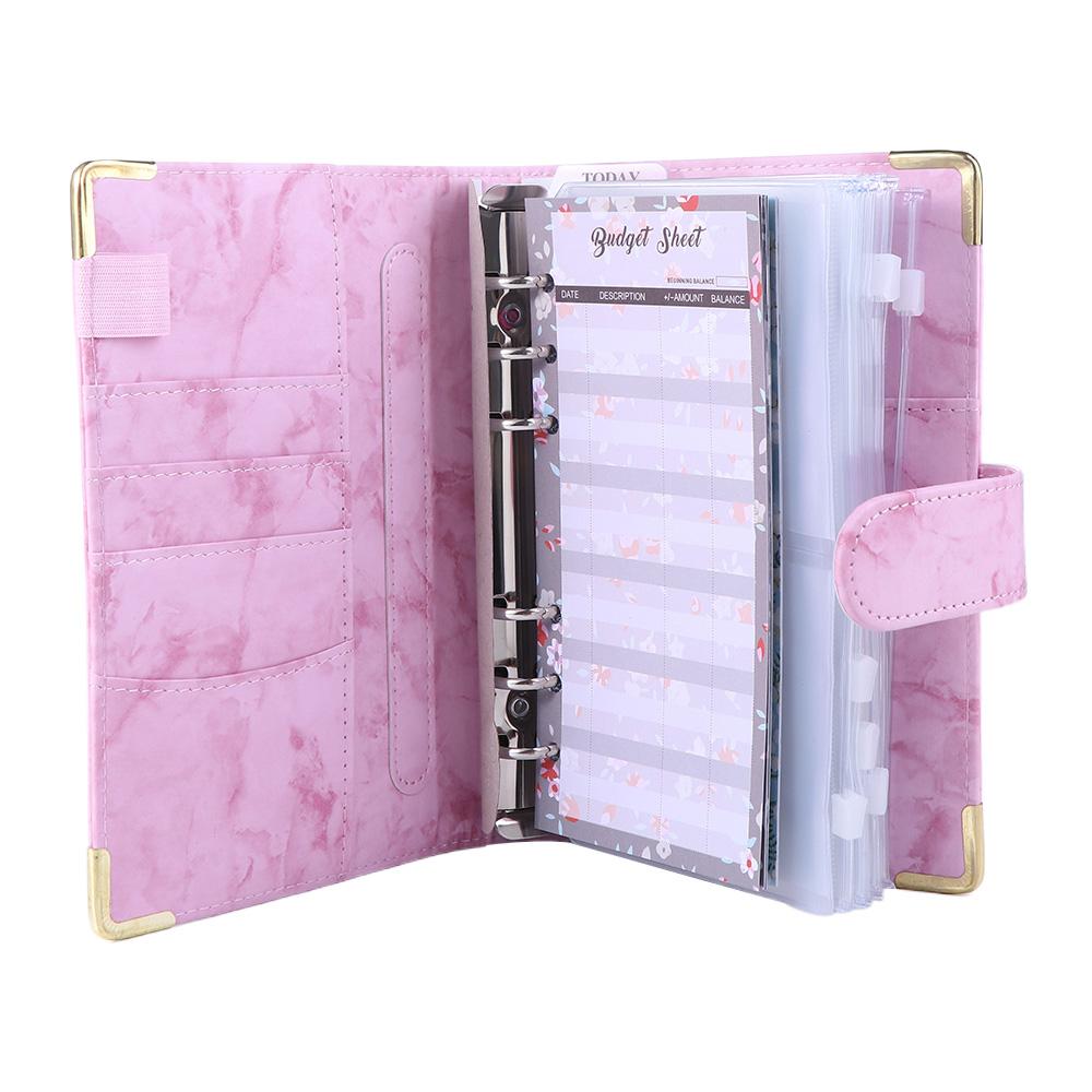 Budgeting PU Leather A6 Notebook Notebook Binder 6 Ring Binder Marble Notebook Marble Budget Binder
