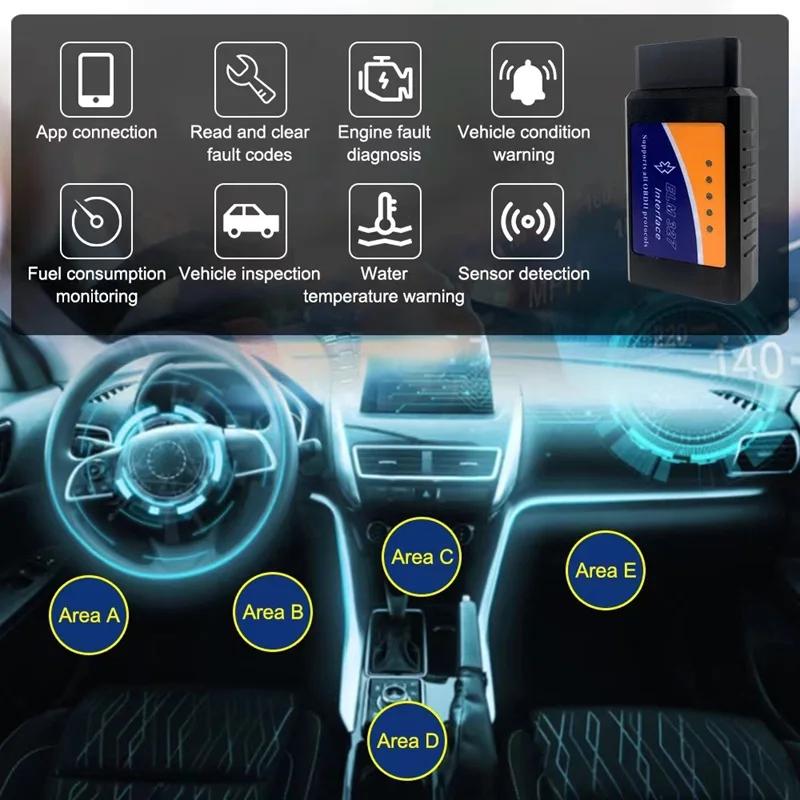 Automotive Fault Detector ELM327 V1.5 OBD2 Scanner Bluetooth Car Diagnostic Tool For Android /IOS Code Reader