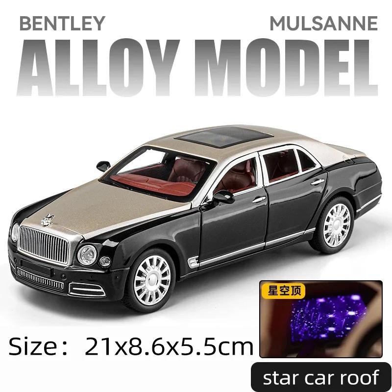 1:24 Bentley Mulsanne Modellauto aus Metallguss, Sammlerstück, Fahrzeugsimulation mit Sound und Licht, Spielzeugauto aus Metall, Geschenk für Kinder, A586
