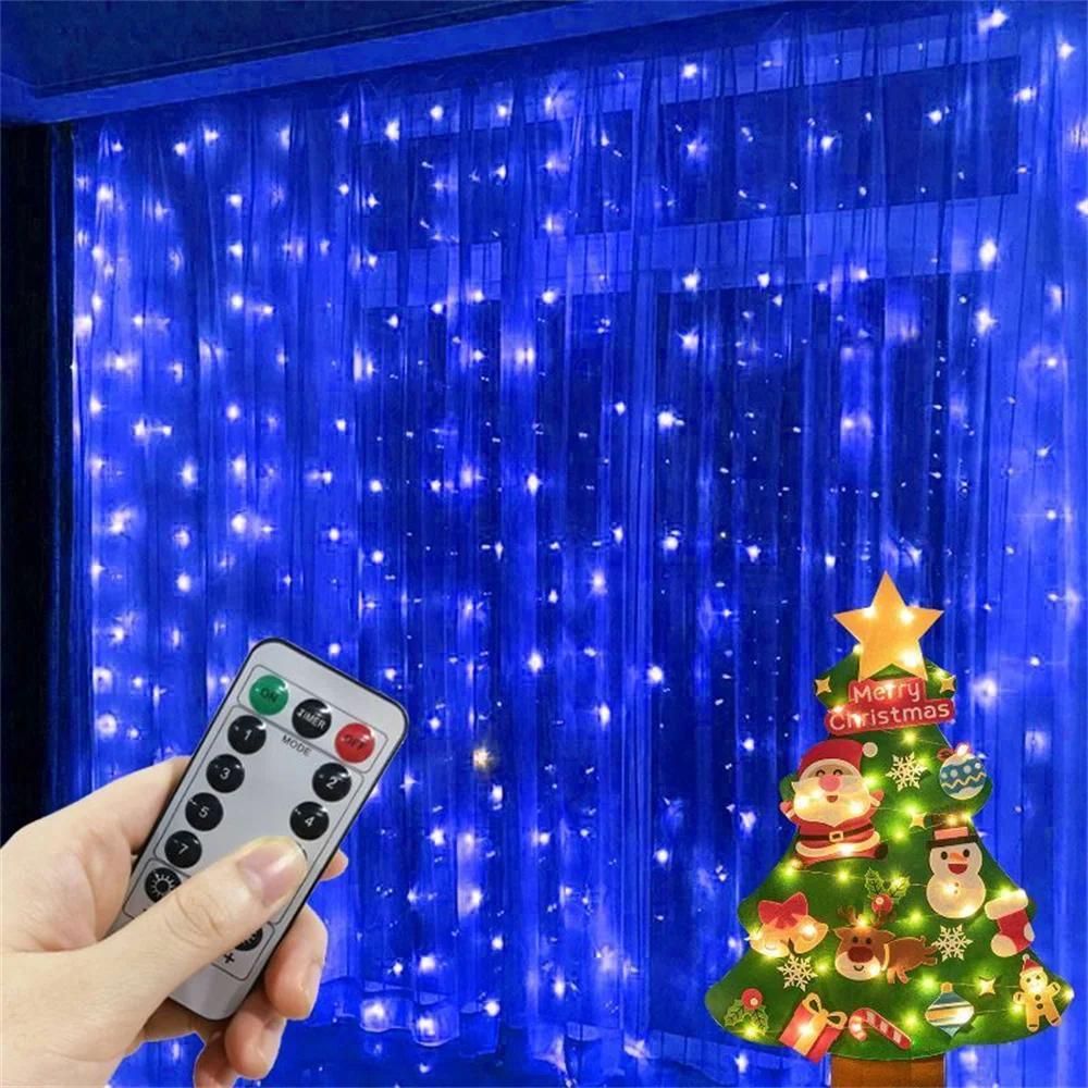 3/6M LED Curtain String Lights 8 Modes USB Powered LED Fairy Lights Room Halloween Valentine's Day Christmas Garden Decoration