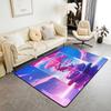 Japanese Samurai & Red Maple Print Area Rug, Non-Slip Floor Mat for Living Room Bedroom, Warrior Design Home Decor Carpet