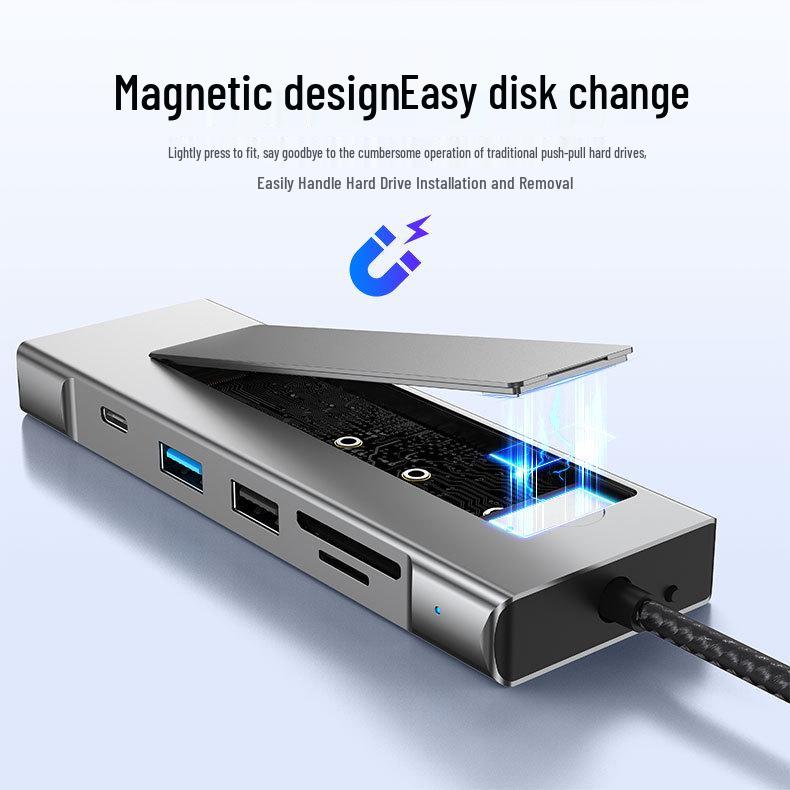 M.2 SSD Enclosure Dock with Type-C Hub 3.2, 10G Multi-Port Docking