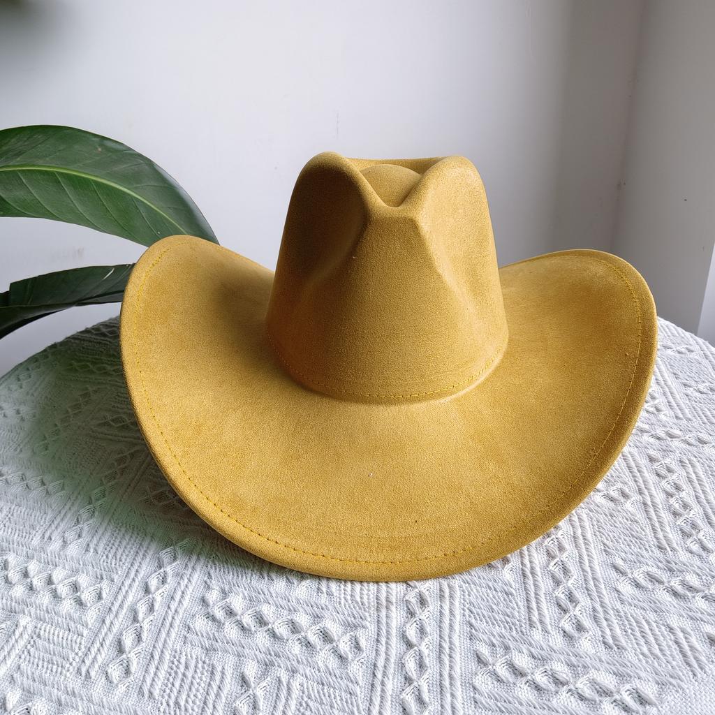 Suede Purple Cowhead Cowboy Hat New Large Size Cowboy Hat Suede Material Water Drop Top Men's and Women's Knight Hat 2023