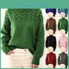 Womens Casual Sweater Turtleneck Long Sleeve V Neck Solid Loose Chunky Knit Pullover Tops