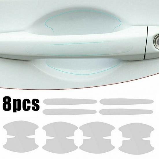 8Pcs Car Door Bowl Handle Anti-scratch Clear Protection Film Sticker Decoration