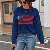 Autumn/Winter Round Neck Long Sleeve American Flag Printed Sweaters Easter Independence Day Fashion Women's Sweaters