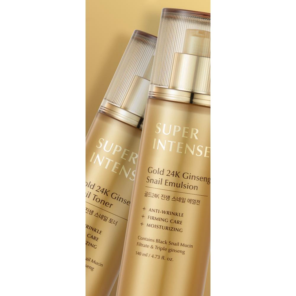Tony Moly Super Intense Gold 24K Ginseng Snail Toner 140ml + Emulsion 140ml Set, 1 Piece