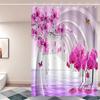 Rideau de douche Orchidée Orchidée Rose Reflet de l'eau Tunnel Art Design Fantaisie Décor Élégant Tissu Imperméable Ensemble Rideau de Bain