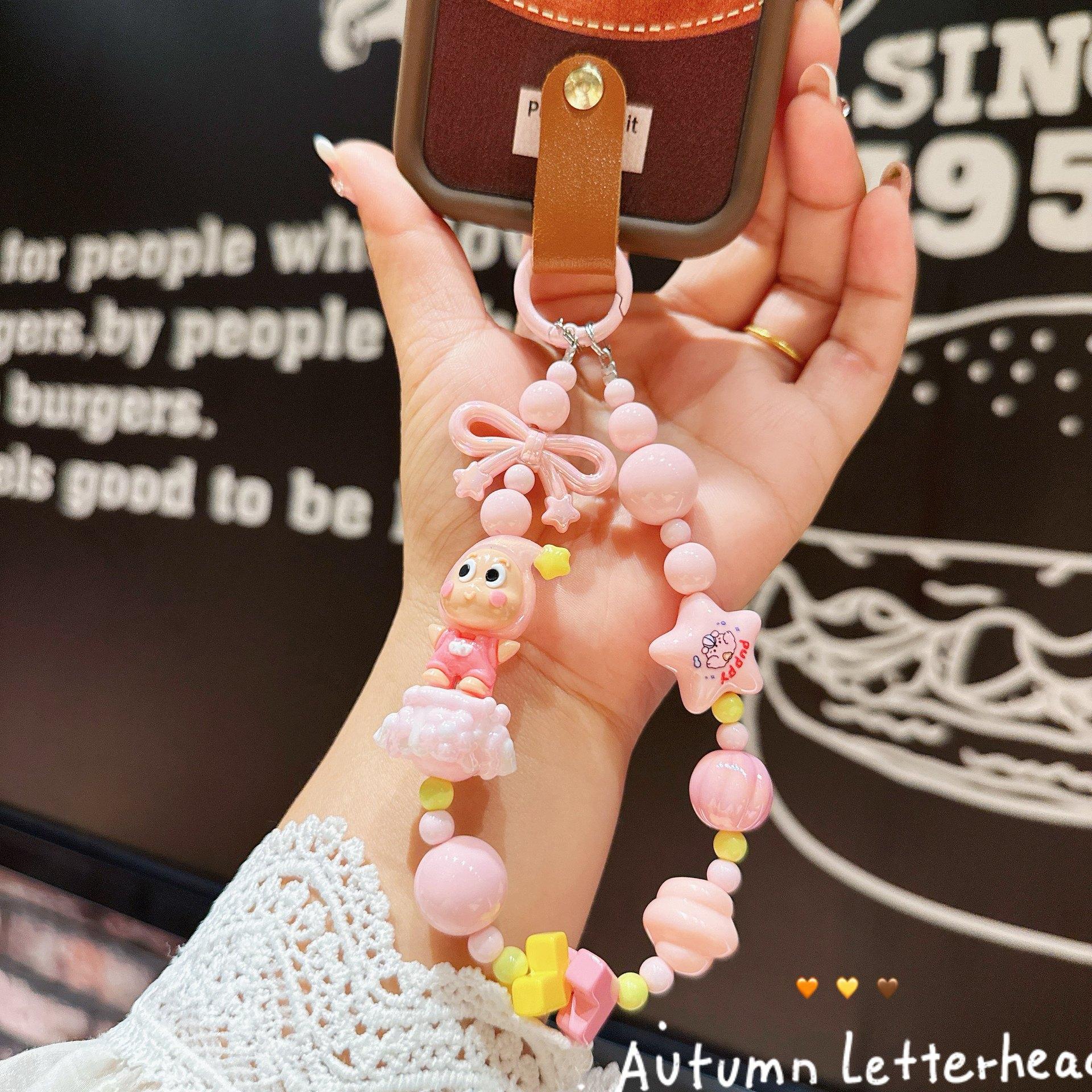 

Мультяшная кукла Звездный человек Бисерная цепочка для мобильного телефона Ручная роспись Бусинная нить Чехол для мобильного телефона Подвеска Аксессуары для сумки