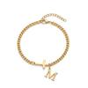 QIAOREN 11416 18K Gold Plated Side Cross & Initial Letter Anklet Stainless Steel Tarnish Free Waterproof