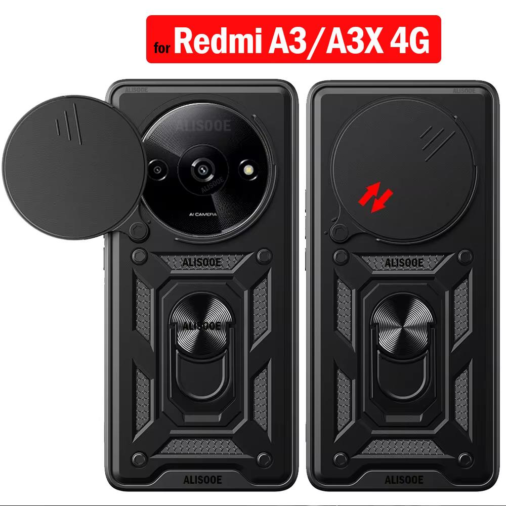 Чехол Armor Funda для Redmi A3 A3X 4G, защитный чехол для объектива камеры, защитное кольцо-подставка для телефона Xiaomi Redmi A3 2024 Capa