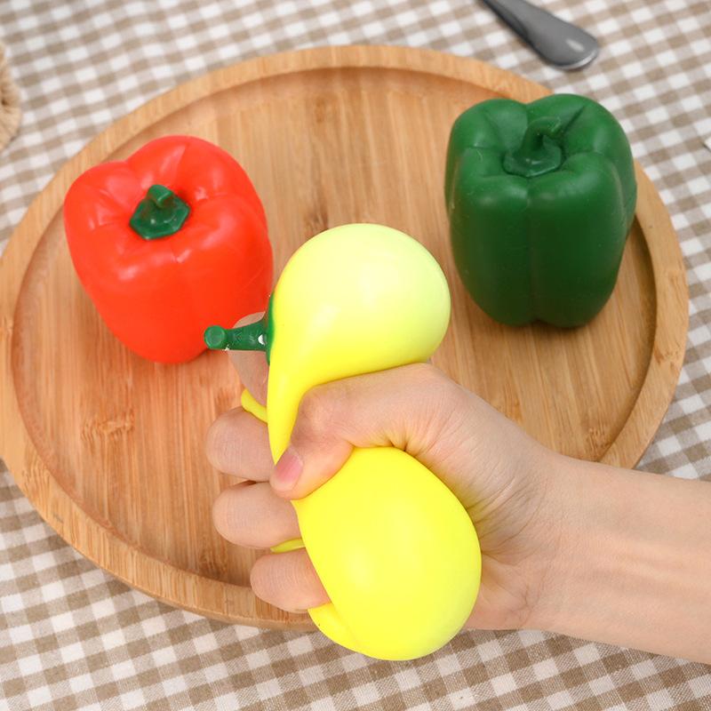 Latest Color Pepper Sphere Pinch Press Plaything Simulation Vegetables Pepper Pinch Slow Rebound Decompression Toy Stress Relief Vent Toy