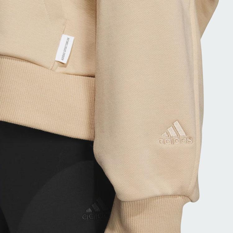 Adidas Verbiage Full-Zip Embroidered Hooded Jacket Women Outerwear Magic-Light-Brown IZ4568