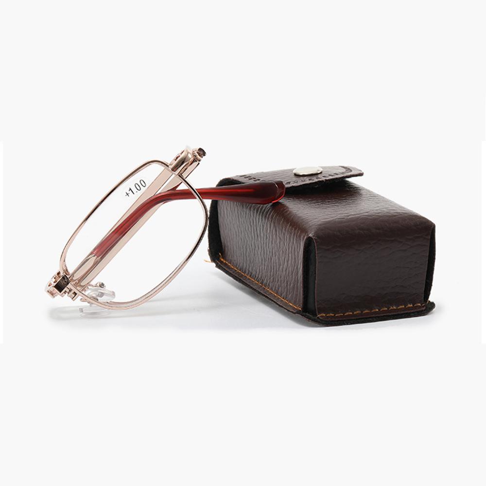 

Retro Folding Anti Blue Light Reading Glasses With Case Men Women Luxury Brand Telescopic Presbyopia Eyeglasses Elderly Eyewear 200 золотой