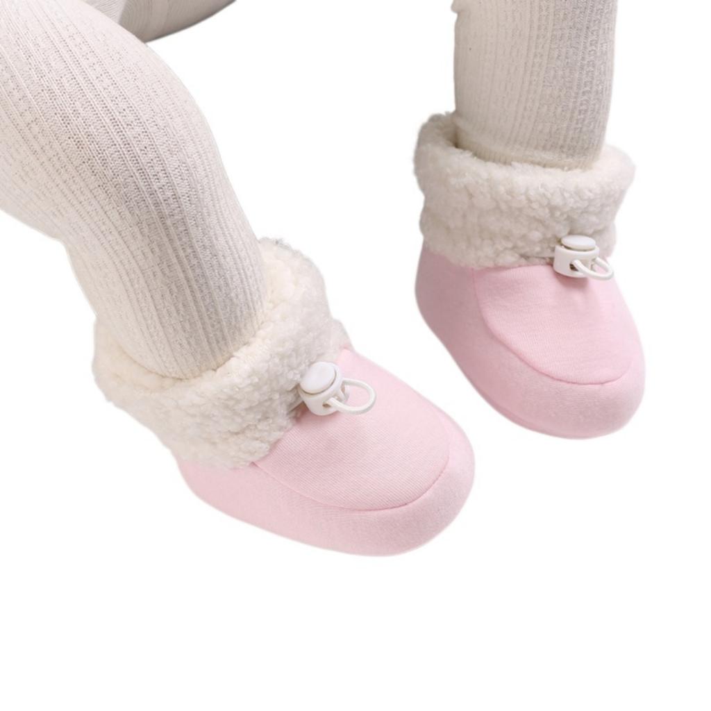 Baby Winter Walking Shoes for 0-12 Months Boys Girls, Lined Walkers with Color Block Design