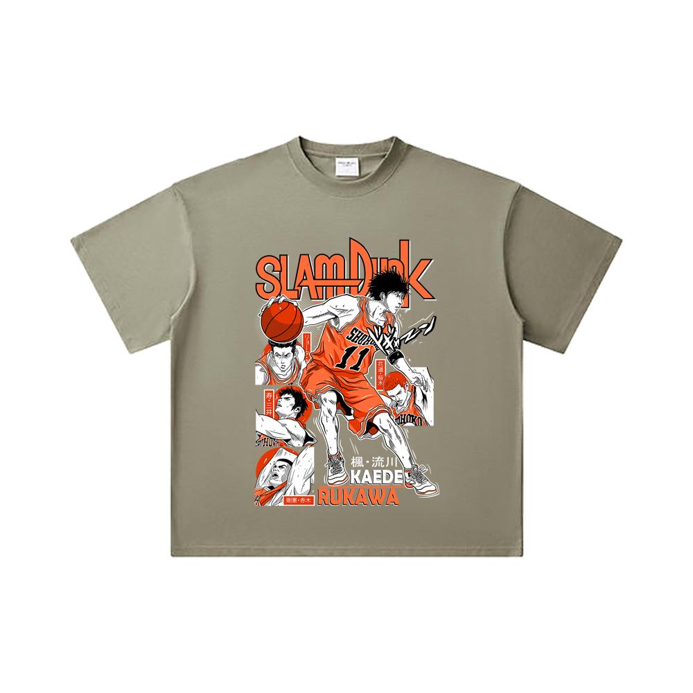 260 GSM Double Yarn 32 Count 100% Cotton Slam Dunk V3 Kaeda Print Unisex Heavy Cotton T Shirt
