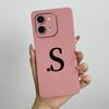 For vivo Y28 4G Case vivo Y28 4G Cover Cute Initial Letters Square Liquid Soft Silicone Phone Case Matte Shockproof Back Cover