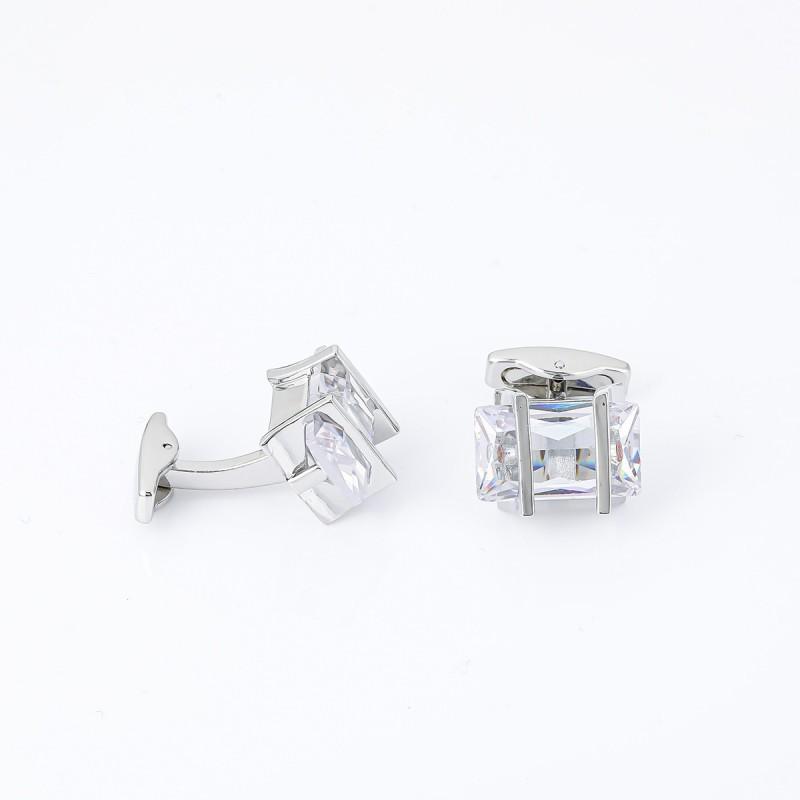 

New Electroplated Silver Zircon Metal Cufflinks High-end Men s Shirts CS-0041