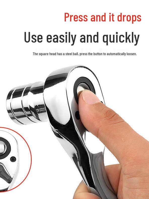 AGE 72-Tooth Ratchet Socket Wrench with Bent Handle - Multifunctional Quick Repair Tool for Various Sizes