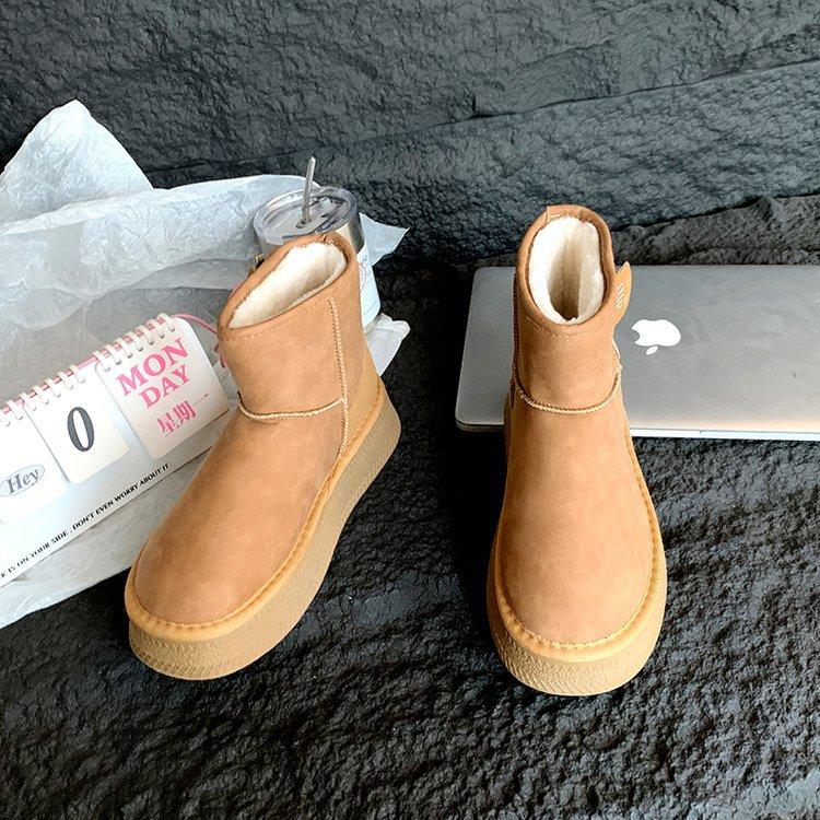Soft leather version~ Thickened snow boots women's winter 2025 new thick-soled zipper warm casual non-slip cotton boots