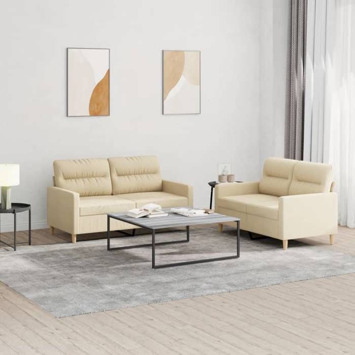 VidaXL Ensemble de Canapés avec Coussins 2 pcs, Canapés avec Accoudoirs, Ensemble de Meubles, Mobilier de Salon, Moderne, 3201570