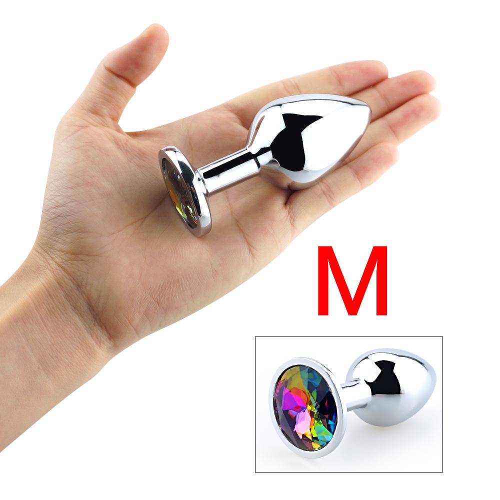 1pcs Smooth Metal Anal Plug, Buttplug, Stainless Steel+Crystal Jewelry Anal Sex Toys for Women Men